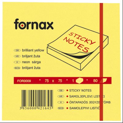 Blok samolepljiv  75x75mm  80L Fornax neon-žuti