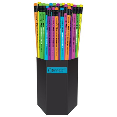 Olovka grafitna HB trouglasta s gumicom Fluo u čaši Connect 3810 sortirano