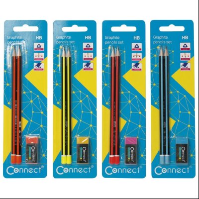 Olovka grafitna HB trouglasta pk2+gumica Connect 8960 blister