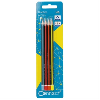 Olovka grafitna HB trouglasta 4boje pk4 Connect 8961 blister