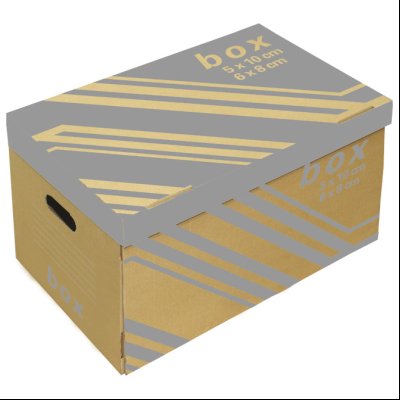 Kutija arhivska-kontejner za arhivske kutij i registratore s poklop.Fornax 403404 siv-bra