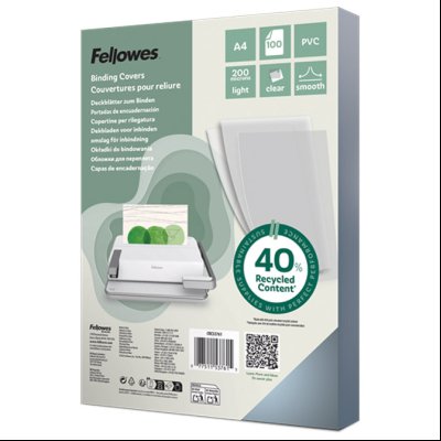 Korice za spiralno koričenje 200my pvc A4 pk100 Fellowes 5376102 providne