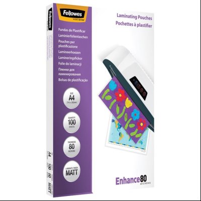 Folija za plastificiranje 80my A4 mat pk100 Fellowes 5452103