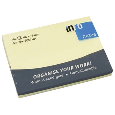 Blok samolepljiv 100x75mm 100L Info Notes 5657-01 žuti