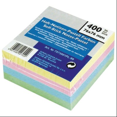 Blok samolepljiv kocka 76x76mm 400L Donau 7573001PL-99 pastel-4boje
