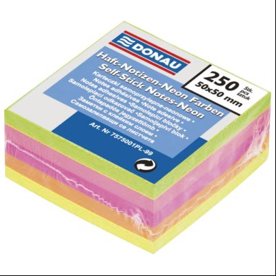 Blok samolepljiv kocka 50x50mm 250L Donau 7575001PL-99 neon-5boja