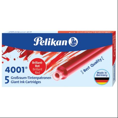 Tinta za nalivpero patrone duge pk5 4001 Pelikan 310623 crvena (brilliant red)