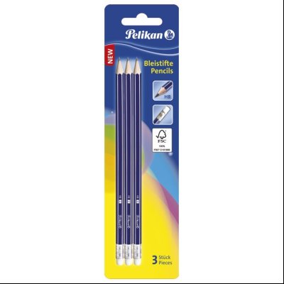 Olovka grafitna HB s gumicom pk3 Pelikan 978866 blister