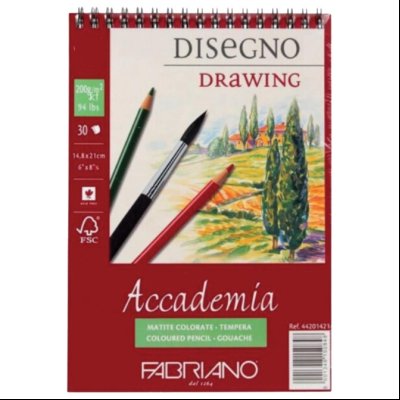 Blok Accademia Disegno Drawing spirala gore 14,8x21cm 30L 200g Fabriano 44201421