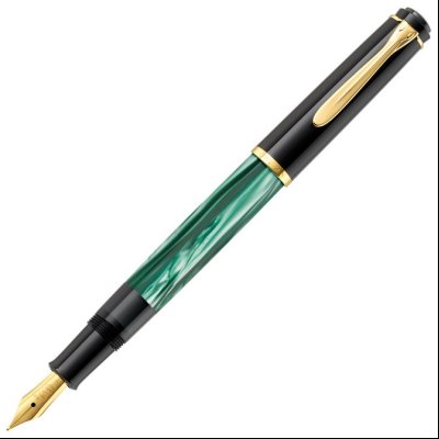 Nalivpero Classic M200 (M)+kožna bela futrola+poklon kutija G30 Pelikan 994103 zeleno-crno