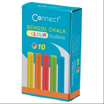 Kreda školska okrugla besprašna 10 boja pk10 Connect 18530 blister