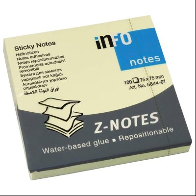 Blok samolepljiv "Z" 75x75mm 100L Info Notes 5644-01 žuti