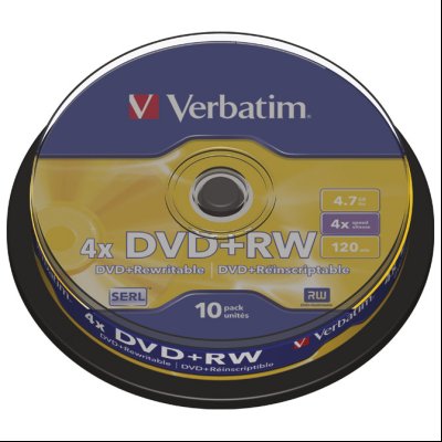 DVD+RW 4,7/120 4x spindl Mat Silver pk10 Verbatim 43488
