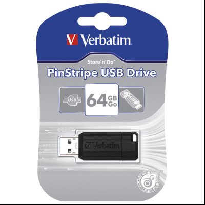 Memorija USB  64Gb PinStripe Verbatim 49065 crna blister
