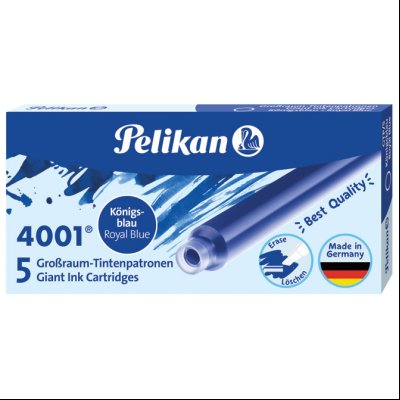 Tinta za nalivpero patrone duge pk5 4001 Pelikan 310748 plava (royal blue)
