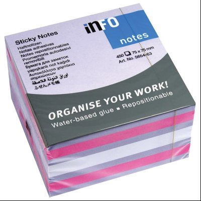 Blok samolepljiv kocka 75x75mm 450L Brilliant Info Notes 5654-63 3boje