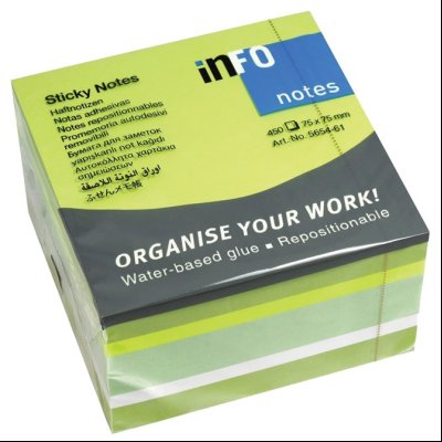 Blok samolepljiv kocka 75x75mm 450L Brilliant Info Notes 5654-61 4boje