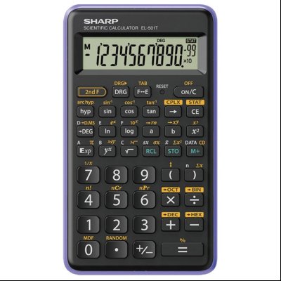 Kalkulator tehnički 10+2mesta 146 funkcija Sharp EL-501TB-VL crno ljubičasti blister