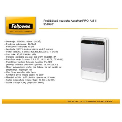 Pročišćivač vazduha AeraMaxPRO AM II Fellowes 9540401
