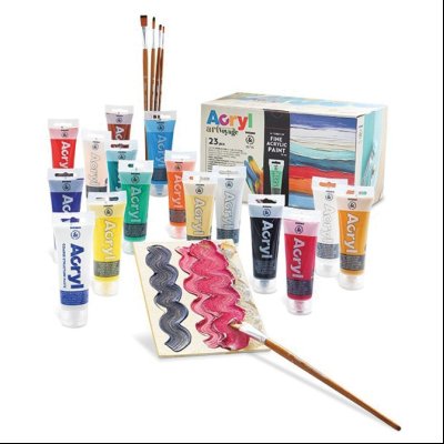 Boja akrilna  75ml pvc tuba 15boja+pasta gruba+5četkica+2platna 18x24cm u kutiji CMP 420BOX1