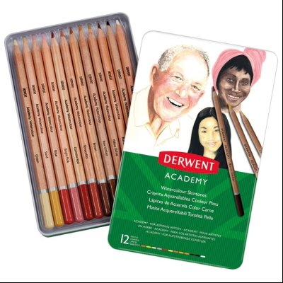 Boje drvene Aquarelle 12boja u metalnoj kutiji (za portrete) Academy Derwent 2300386!!