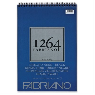 Blok Black Drawing spirala gore A3 40L 200g (black textured) 1264 Fabriano 19100653