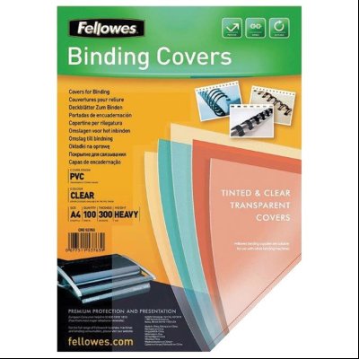 Korice za spiralno koričenje 300my pvc A4 pk100 Fellowes 53763 providne