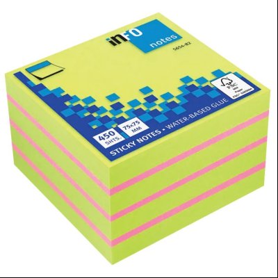 Blok samolepljiv kocka 75x75mm 450L Brilliant Info Notes 5654-82 2boje