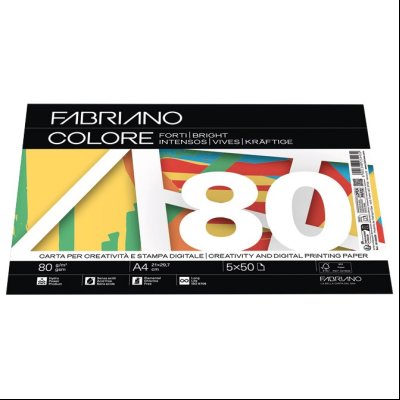 Papir Colore A4 80g pk250 Fabriano 19100809 jarka mešavina 5boja
