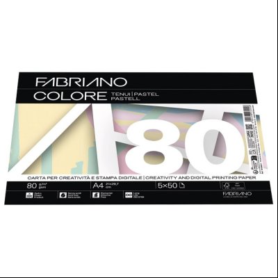 Papir Colore A4 80g pk250 Fabriano 19100811 pastelna mešavina 5boja