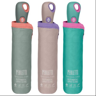 Kišobran automatik (otvaranje+zatvaranje) sklopivi s plastičnom ručkom Technology Perletti 21808 sortirano