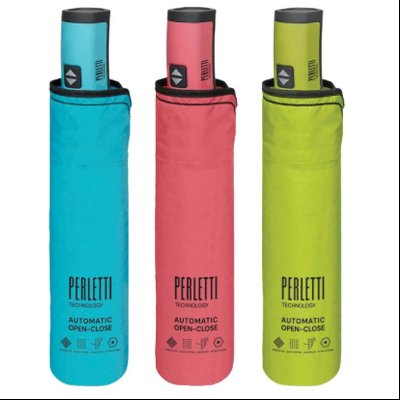 Kišobran automatik (otvaranje+zatvaranje) sklopivi s gum.ručkom Technology Perletti 21805 neonsort 3boje