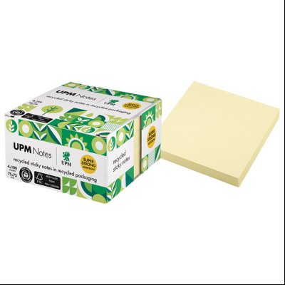 Blok samolepljiv  75x75mm 100L (reciklirani 100%) pk4 UPM 5654-11UR-4 pastelno žuti