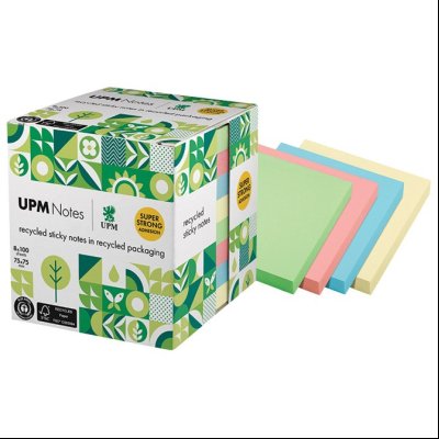Blok samolepljiv 75x75mm 100L (reciklirani 100%) pk8 UPM 5654-88UR-8 pastelno sortirano