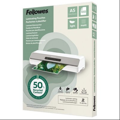Folija za plastificiranje  80my A5 mat 50% reciklirani materijal pk100 Fellowes 100143437