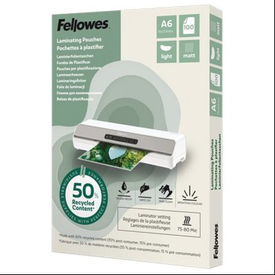 Folija za plastificiranje  80my A6 mat 50% reciklirani materijal pk100 Fellowes 100143438