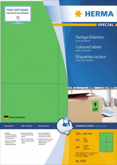Etikete 105X148 A4/4 1/100 zelena