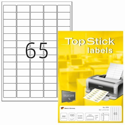 Etikete TOPSTICK 38,1x21,2  A4/65 1/100 zaobljene ivice