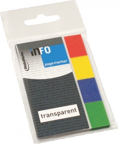 Page Marker, transparent+colour tip, 20x50mm, 4x40 listića