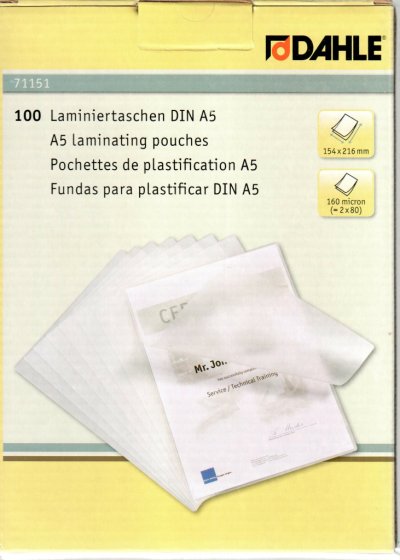 Folija za plastifikaciju Dahle A5 80 mic, 1/100