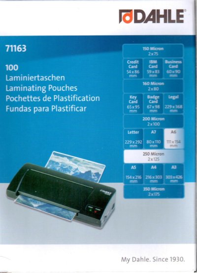 Folija za plastifikaciju Dahle A6 125 mic, 1/100