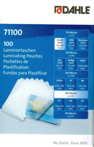 Folija za plastifikaciju Dahle 54x86mm 125 mic, 1/100