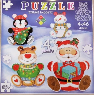 Puzzle - ZIMSKE RADOSTI novogodišnji motiv 4x46 delova