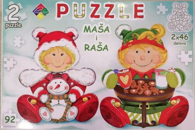 Puzzle - MAŠA I RAŠA novogodišnji motiv 2x46 delova
