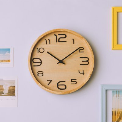 DIEM, drveni zidni sat, bež