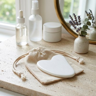 GUA SHA, gua sha kamen u vrećici, beli