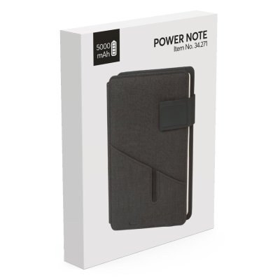 POWER NOTE, portfolio sa notesom a5 i pomoćnom baterijom, 5.000 mah, plavi