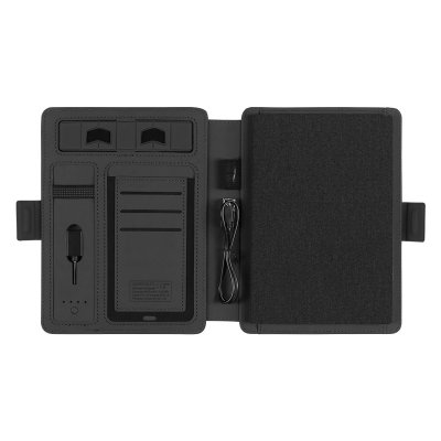 DARWIN, portfolio sa notesom a5, pomoćnom baterijom 5.000 mah i bežičnim punjenjem 15w, crni
