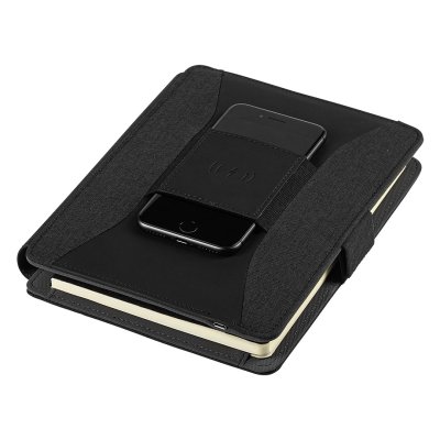 DARWIN, portfolio sa notesom a5, pomoćnom baterijom 5.000 mah i bežičnim punjenjem 15w, crni