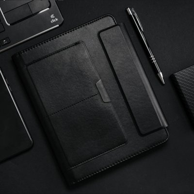 ALCANTARA, portfolio sa notesom a5 u poklon kutiji, crni